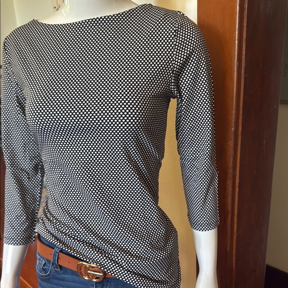 NWT jones NY size small Black and White Polka Dot Women's Top